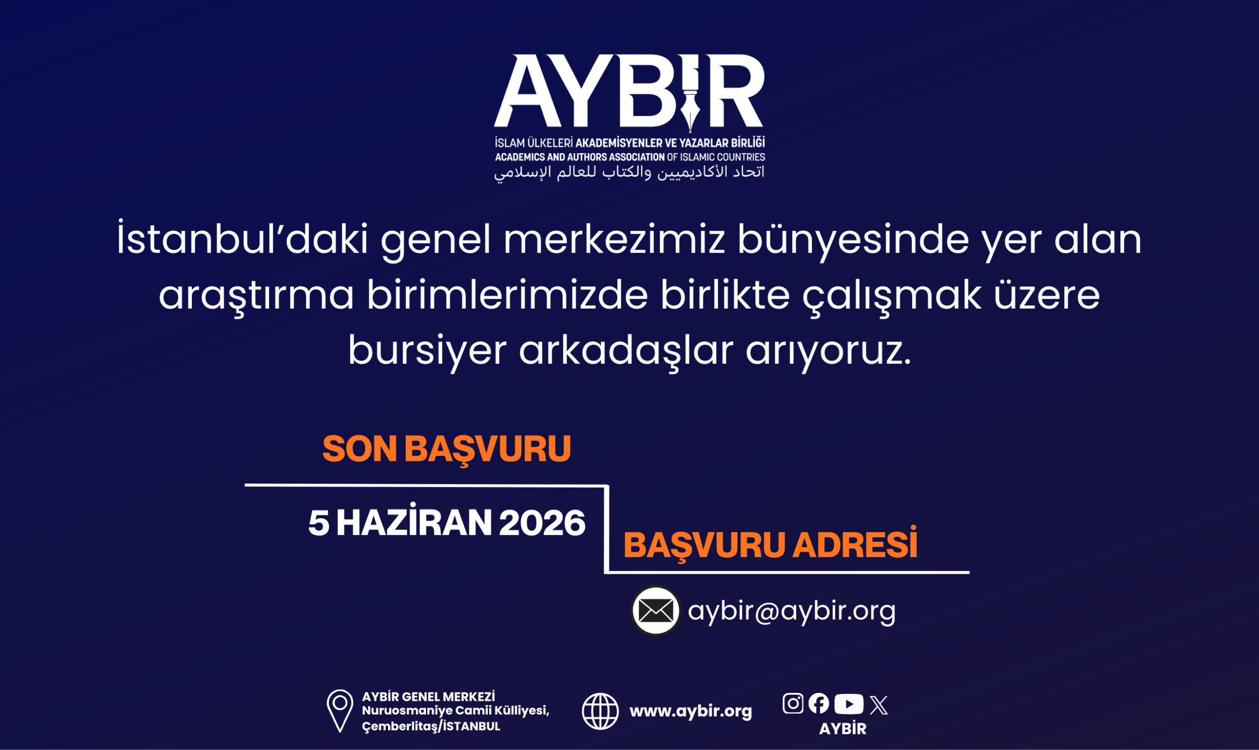 Araştırmacı Bursiyer İlanı